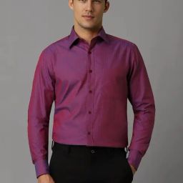 Louis Philippe Purple Cotton Regular Fit Printed Shirt-picture-7