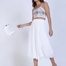 showoffff Showoff White Cotton Regular Fit Skirt image 5