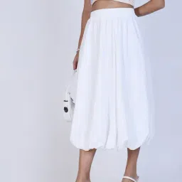 showoffff Showoff White Cotton Regular Fit Skirt image 4