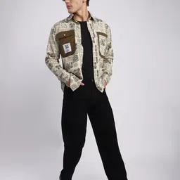 Beyoung Abstract Printed Long Sleeves Cotton Overshirt image 3