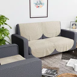 Myntra Elegant Homes Cream-Coloured Cotton Sofa Cover image 5