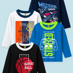 YK Boys Pack Of 4 Graphic Printed Cotton T-Shirts-picture-19