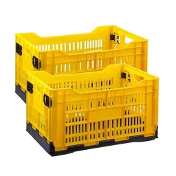 SINGHAL Portable Foldable Yellow and Black Crate Big/Collapsible Basket for Storage (Pack of 2)-picture-27