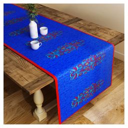 SEJ by Nisha Gupta Abstract Blue Large size Table Runner - Blue-picture-41