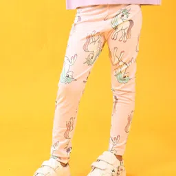 Anthrilo Lycra Unicorn Star Printed Legging - Pink-picture-20