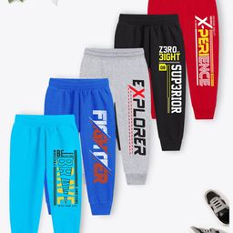 Trampoline Cotton Blend Pack Of 5 Typography Printed Pajamas - Multi Colour-picture-15