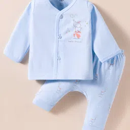 Zero Sinker Knit Full Sleeves Night Suit With Animal Print - Peach-picture-37