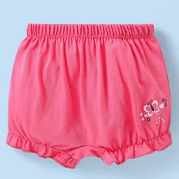 Babyhug 100% Cotton Above Knee Length Bloomer with Butterfly & Polka Dots Print Pack of 3 - White Pink & Blue image 2