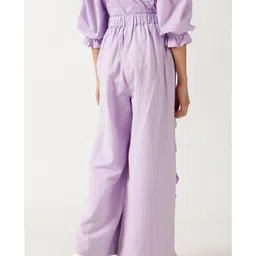 One Friday Cotton Woven Frill Detailed Pant - Lilac image 3