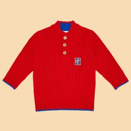 Pantaloons Baby Full Sleeves Alphabet Patch Detailed Sweater - Red image 4