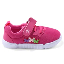 Cute Walk by Babyhug Velcro Closure Sneakers with Butterfly Applique - Fuchsia image 4
