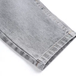 Olio Kids Denim Woven Full Length Solid Colour Jeans - Grey image 4