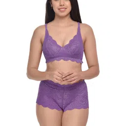 samvar Women Purple Net Bra Panty Set for Lingerie Set Undergarments Pack of 1-picture-41