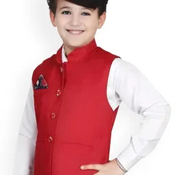 Qitty Boys Solid Stand Collar Nehru Jacket image 4