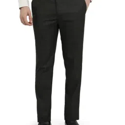 Raymond Dark Brown Checked Regular Fit Trousers-image-61
