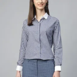 Hancock White-Navy Cotton Checks Shirt-image-3