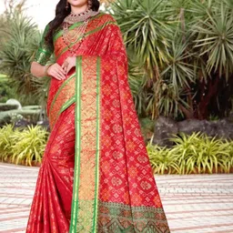 jayant creation Red Silk Blend Patola Sarees-picture-34