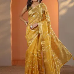 Libas Yellow Embellished Saree With Unstitched Blouse-picture-39