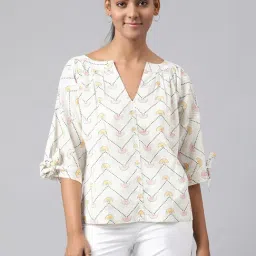 Fabindia White Cotton Printed Top-image-18