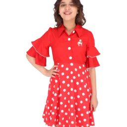 Cutecumber Kids Red & White Printed Dress-picture-45