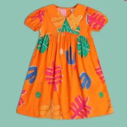MINIKLUB Kids Orange Printed Dress-image-10