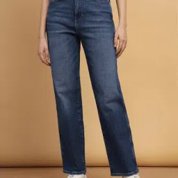 Wrangler Blue Straight Fit High Rise Jeans-picture-11