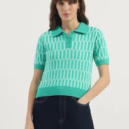 United Colors Of Benetton Green Cotton Regular Fit Striped Polo T-Shirt-picture-35