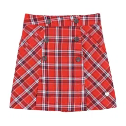 Blue Giraffe Kids Red Cotton Plaid Pattern Skirt image 1
