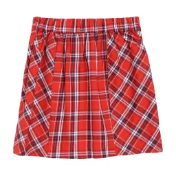 Blue Giraffe Kids Red Cotton Plaid Pattern Skirt image 2