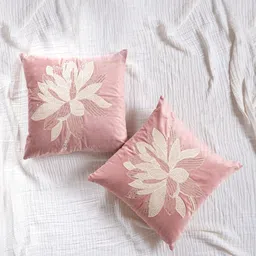 fingercraft Pink Printed 2 Pieces Velvet Square Cushion Covers 16 inches X 16 inches-image-7