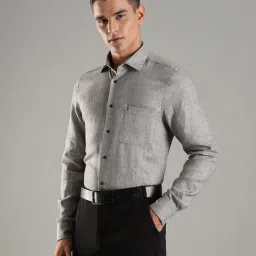 TOMMY HILFIGER Grey Printed Regular Fit Linen Shirt image 3