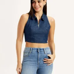 Levi's Women's Dark-Blue Spread Collar Top-picture-18
