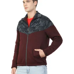 Louis Philippe Jeans Maroon Cotton Regular Fit Colour Block Jacket image 3