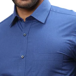 Raymond Blue Cotton Slim Fit Self Pattern Shirt image 5