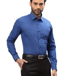 Raymond Blue Cotton Slim Fit Self Pattern Shirt image 4
