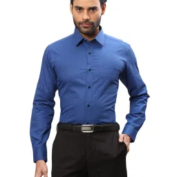 Raymond Blue Cotton Slim Fit Self Pattern Shirt image 1
