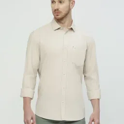 Basics Ecru Cotton Slim Fit Shirt-picture-27