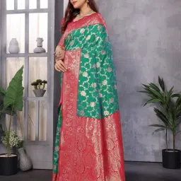 Elora Green Zari Saree With Unstitched Blouse-picture-17