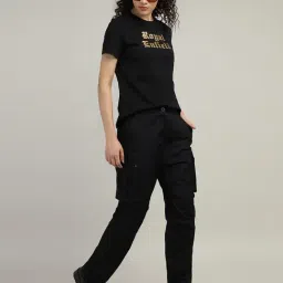 Royal Enfield Black Cotton Printed Short Sleeves T-Shirt image 4