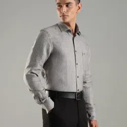 TOMMY HILFIGER Grey Printed Regular Fit Linen Shirt image 4