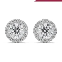 Emori 18k White Gold & Lab Grown Diamond 1 CT Halo Solitaire Stud Earrings-picture-20
