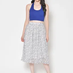 BAESD Women Floral Printed Chiffon Casual Flared Midi Flared Skirt image 3