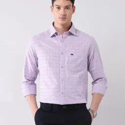 AD by Arvind Lilac Regular Fit Checks Shirt-image-1