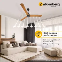 Atomberg Renesa Smart+ Golden Oakwood 1200 mm 3 Blades Ceiling Fan with Remote MSNM9XY6E10MKJ image 3