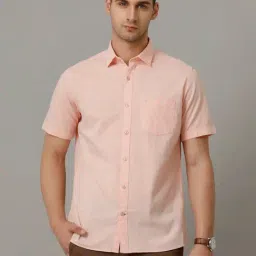 Cavallo By Linen Club Orange Linen Slim Fit Shirt-picture-15