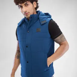 Spykar Blue Regular Fit Hooded Jacket image 3