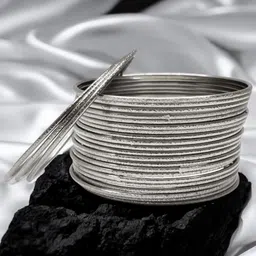 Sangria Set Of 24 Silver Shimmer Bangles-picture-27