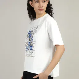 Royal Enfield White Cotton Printed Short Sleeves T-Shirt image 3