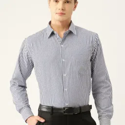 English Navy Navy Blended Slim Fit Formal Shirt-image-1