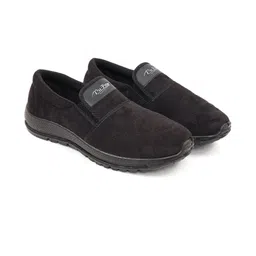 PU-PINE Men Black Synthetic Suede Round Toe Comfort Insole Slip-On Casual Shoes image 5